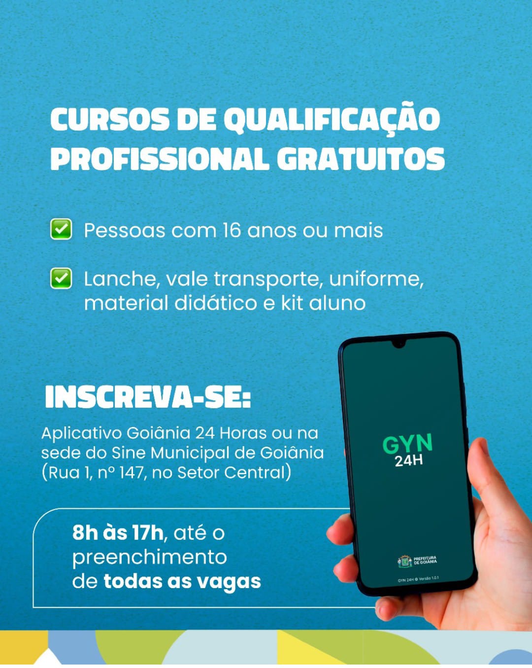 Prefeitura de Goiânia está com mais de 200 vagas abertas remanescentes dos cursos de qualificação