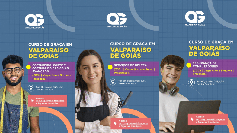 VAGAS ABERTAS PARA CURSOS PROFISSIONALIZANTES NA ESCOLA DO FUTURO EM VALPARAÍSO DE GOIÁS