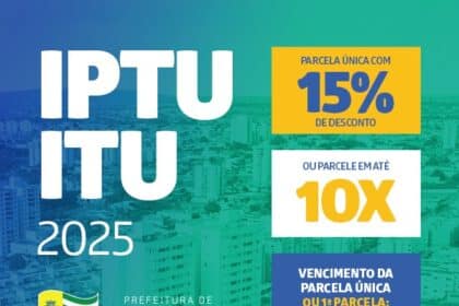 Prefeitura de Aparecida oferece 15% de desconto no IPTU/ITU 2025 para pagamento à vista até 31 de março