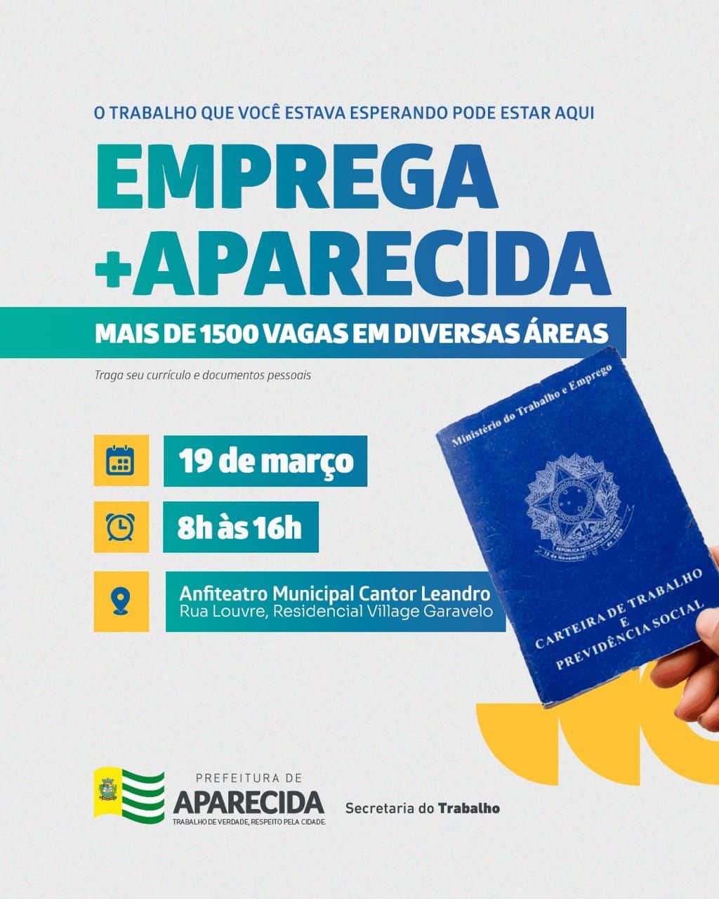 Prefeitura de Aparecida oferece mais de 1.500 vagas de emprego em grande evento